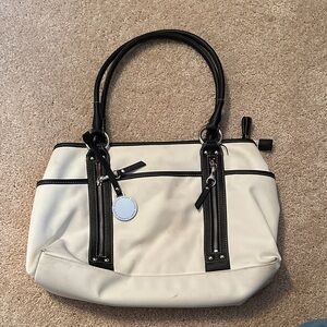 Franco Sarto Black and Cream Shoulder Bag